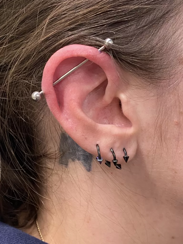 industrial piercing and black horseshoes