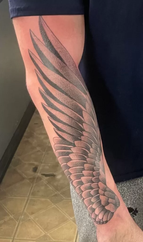 black and grey wing half sleeve