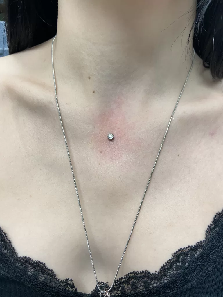 chest dermal piercing