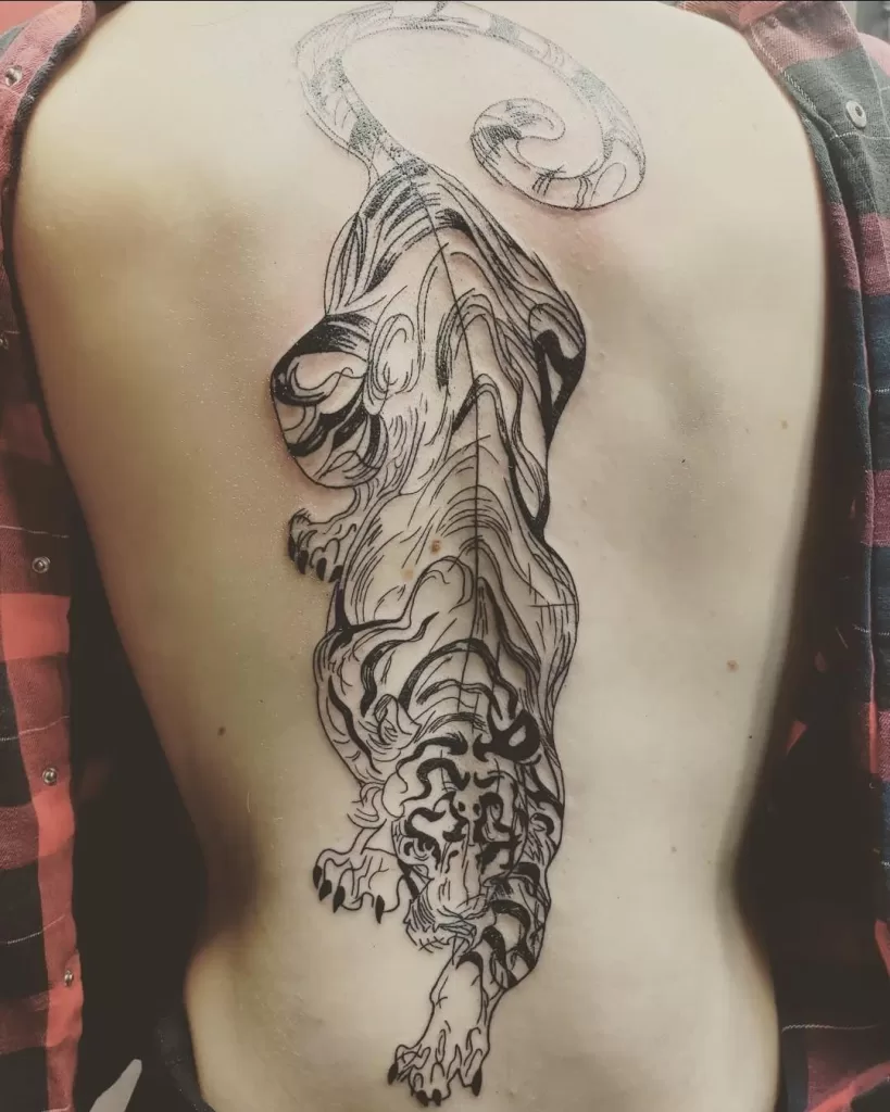 linework tiger tattoo